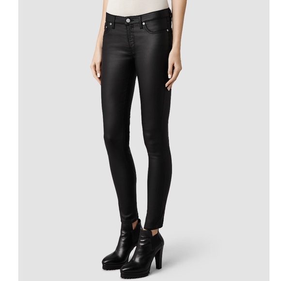 ALLSAINTS Petrel Brodie Coated Black Skinny Jeans - Picture 2 of 9